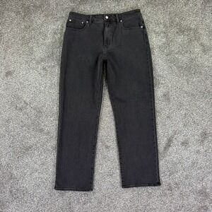 Madewell Curvy 90s Straight Leg Fit Jeans Black Denim Faded High Rise Womens 31